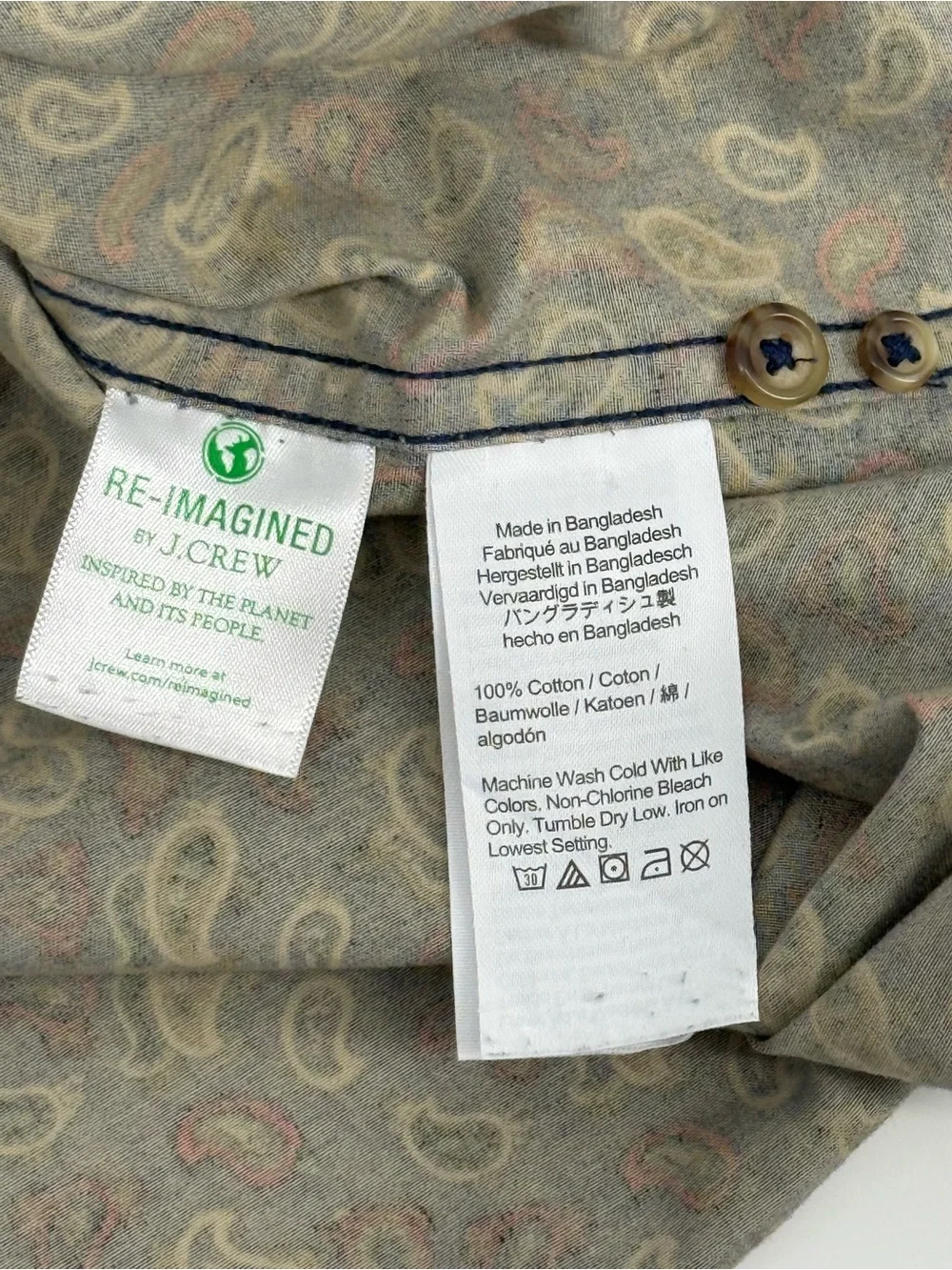J.Crew Paisley Print Button Front Shirt Indie Boho Casual Cotton Pocket‎ Medium